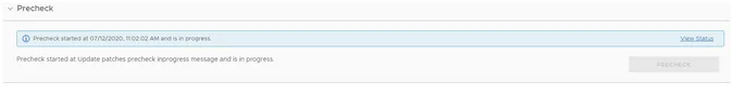 The precheck is in progress, starting at 07/02/2020 11:02 AM.