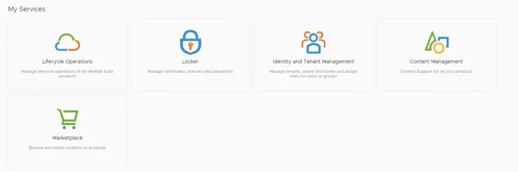 My Services: Lifecycle Operations, Locker, Identity and Tenant Management, Content Management, Marketplace.