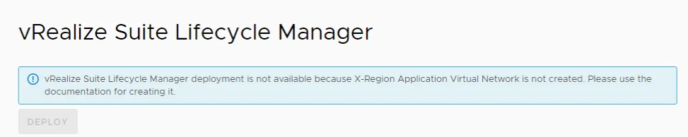 Error message: X-Region Application Virtual Network not created.