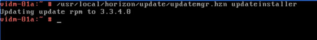 Running an update installer for vIDM 3.3.4 online upgrade.