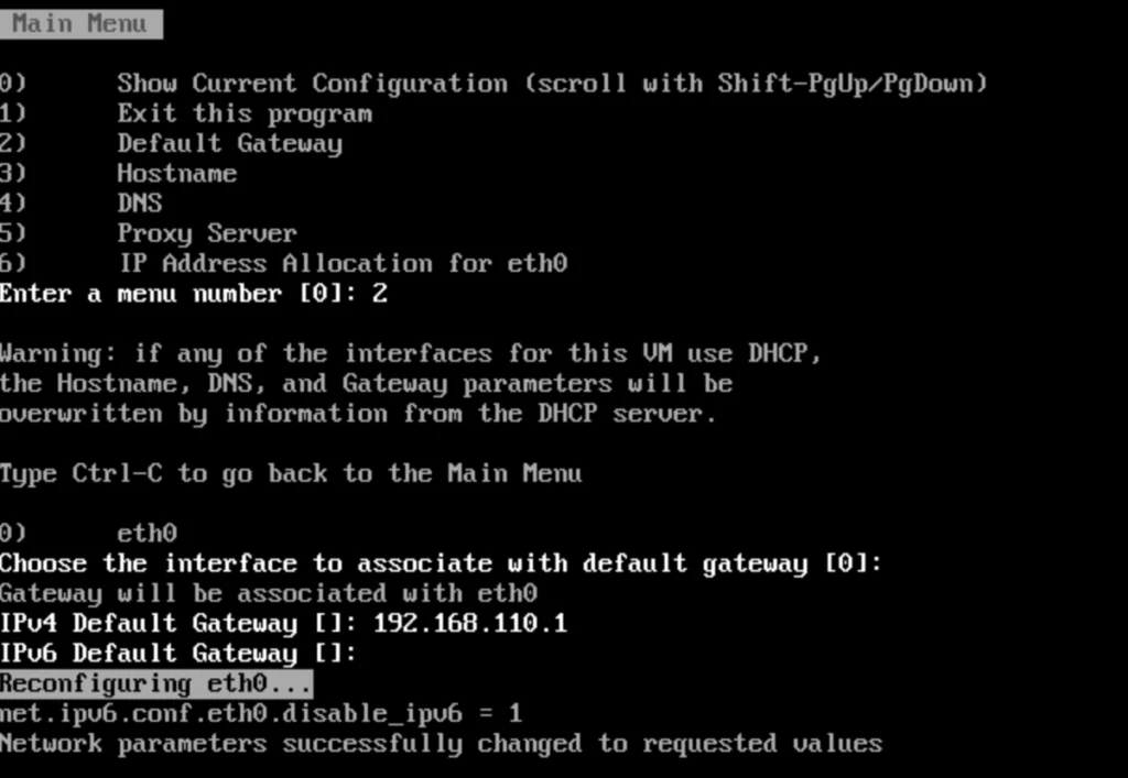 Setting default gateway for eth0 in vIDM upgrade.