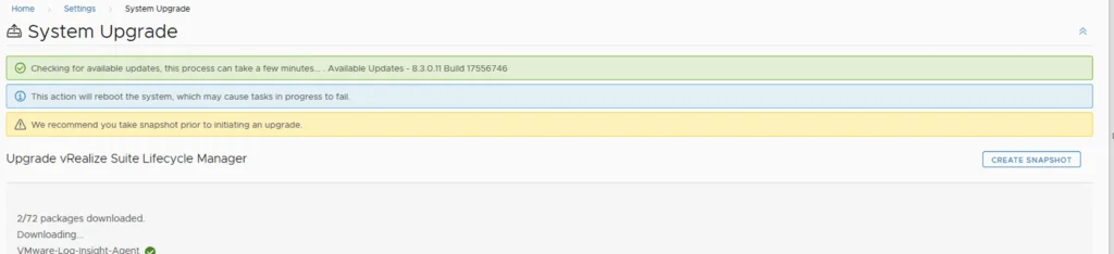 System upgrade in progress, downloading packages.