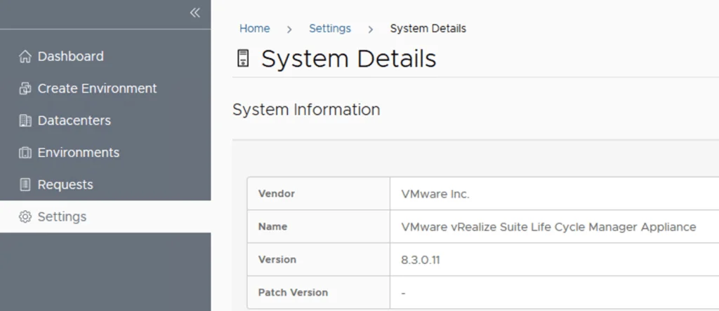System Details page shows vRSLCM version 8.3.0.11.