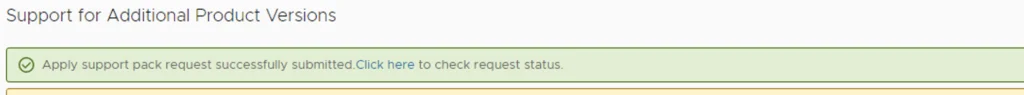 Support request submitted; click link to check status.
