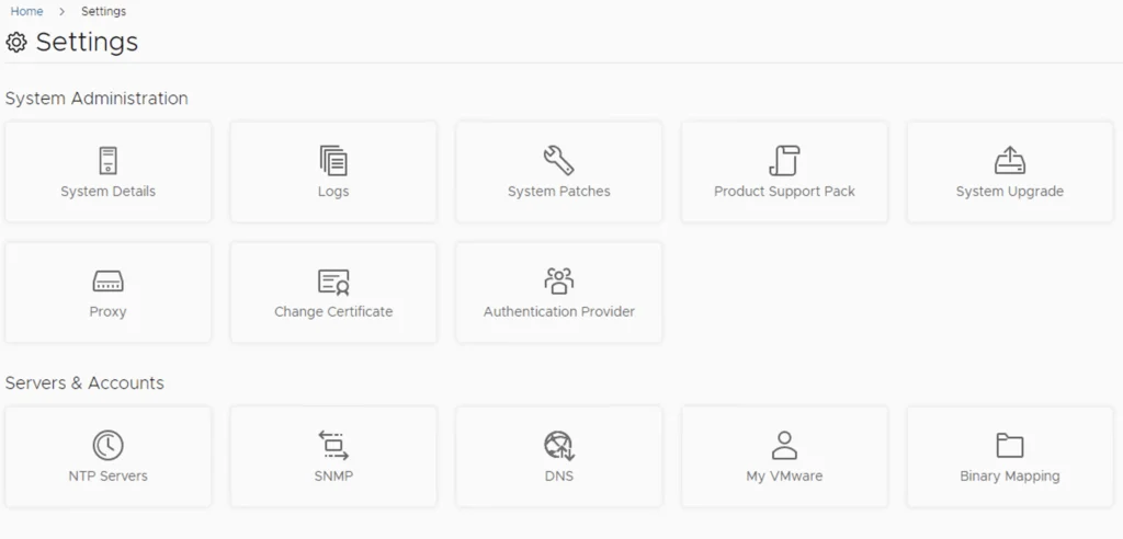 Settings page showing options like System Details, Logs, and Authentication Provider.