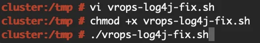 Running script to fix Log4j vulnerabilities in vRealize Operations.