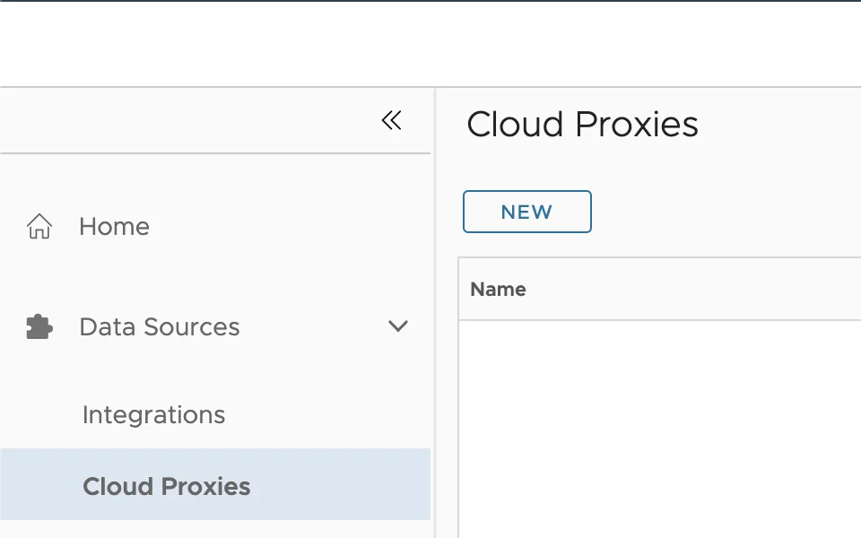 UI shows "Cloud Proxies" with "NEW" button and "Name" field.