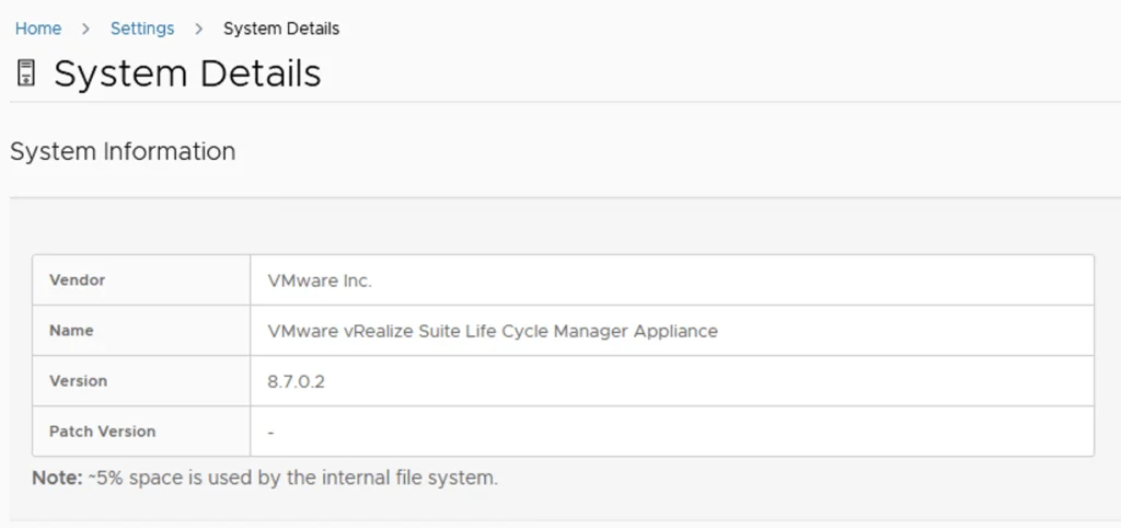 System details show vRSLCM version 8.7.0.2.