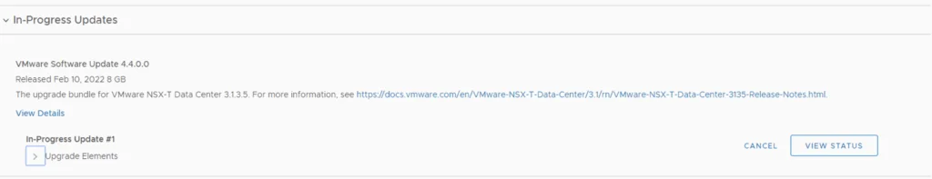 In-progress update for VMware Software Update 4.4.0.0.