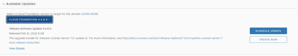 UI shows Cloud Foundation 4.4.0.0 update options.