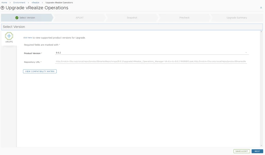 Select vROPS version 8.6.2, click Next.