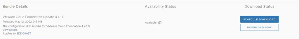 VMware Cloud Foundation Update 4.4.1.0 available for download.