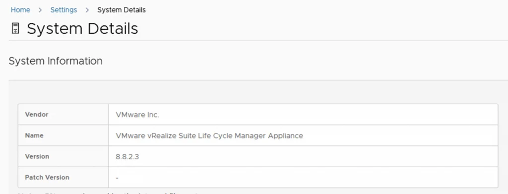 System Details page shows vRSLCM version 8.8.2.3.