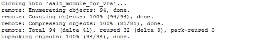 Git clone progress showing object enumeration, counting, and unpacking.