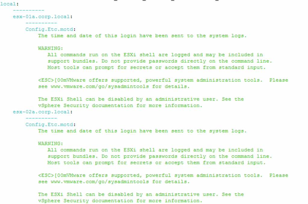 Hosts with Config.Etc.motd reported their configurations.