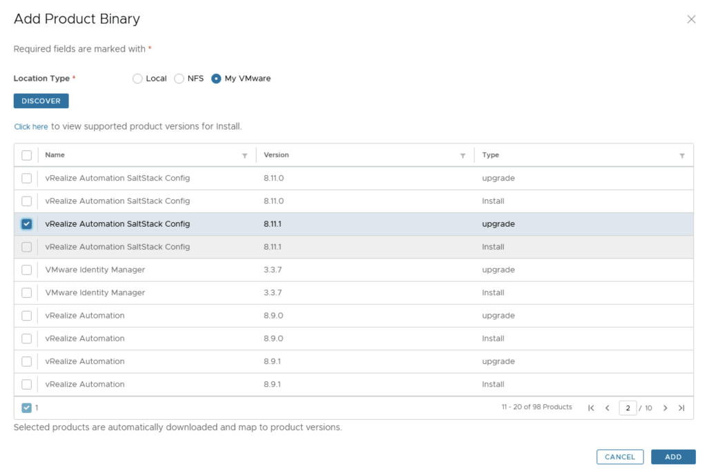 Adding vRealize Automation SaltStack Config 8.11.1 for upgrade.