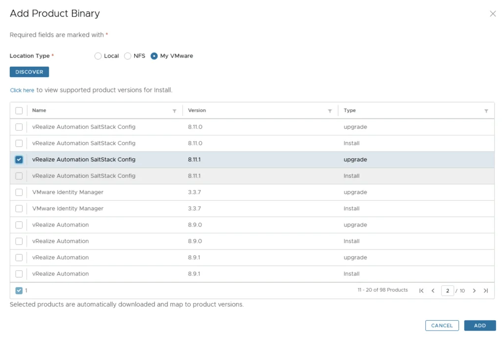 Adding vRealize Automation SaltStack Config 8.11.1 for upgrade.