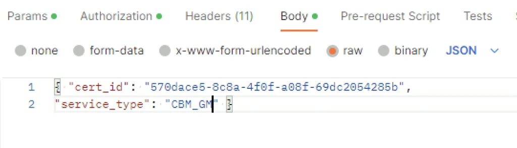 UI shows form fields for cert ID and service type, ready for input.