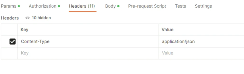 UI shows headers tab with Content-Type set to application/json.