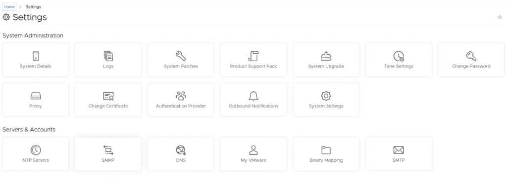 Settings page with options like System Details, Logs, and System Upgrade.