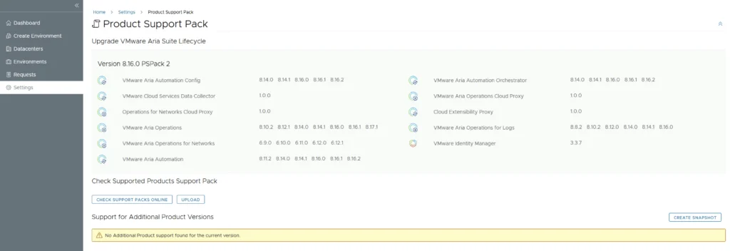 No additional Product Support Packs found for current version.