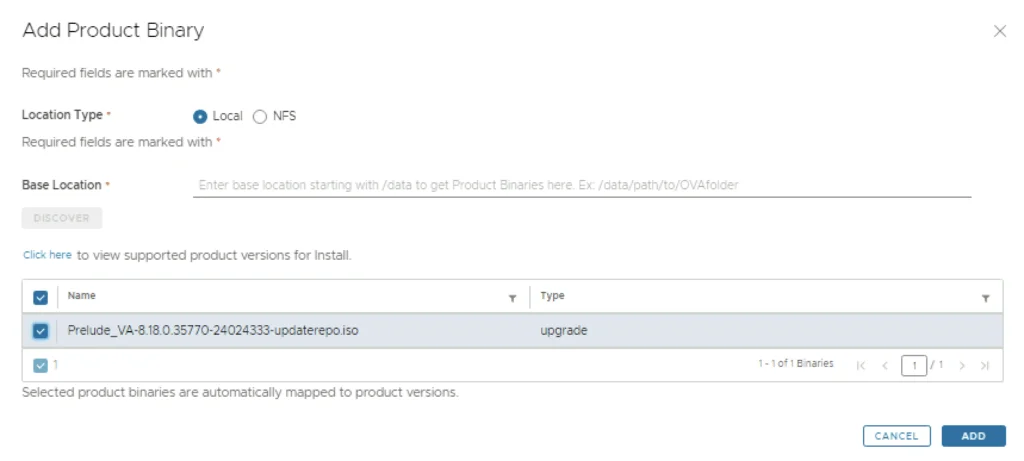 In the “Add Product Binary” wizard, select binaries and click Add.