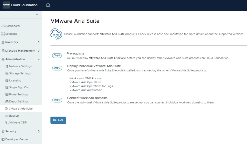 Deploying VMware Aria Suite Lifecycle 8.18 on VCF 5.2: Step 1.