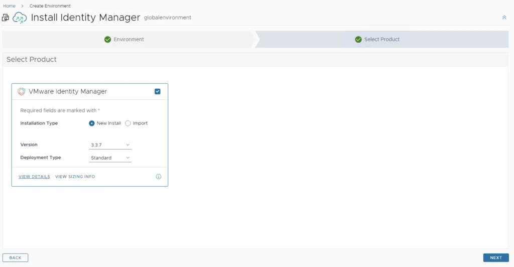 Select VMware Identity Manager version 3.3.7 and click Next.