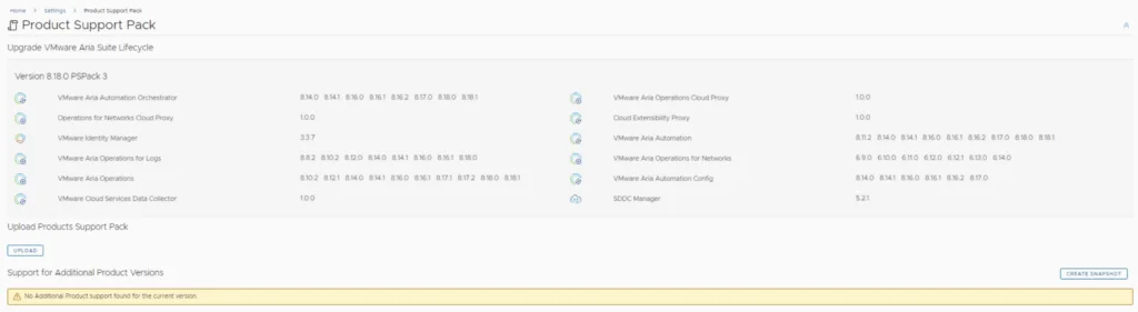 No additional Product Support Pack found for current version.