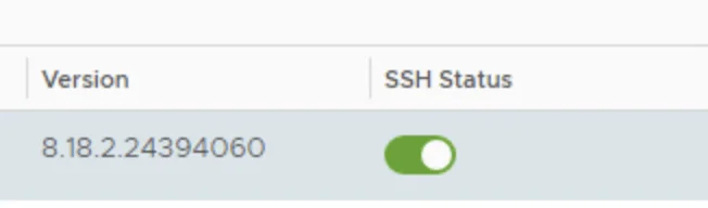 Version 8.18.2.24394060 is confirmed, SSH is enabled.