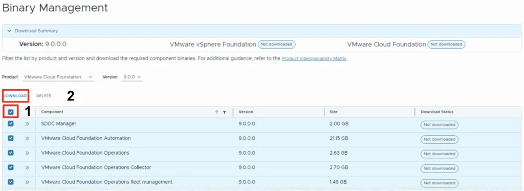 Select the checkboxes, then click “Download” to start downloading the bundles.