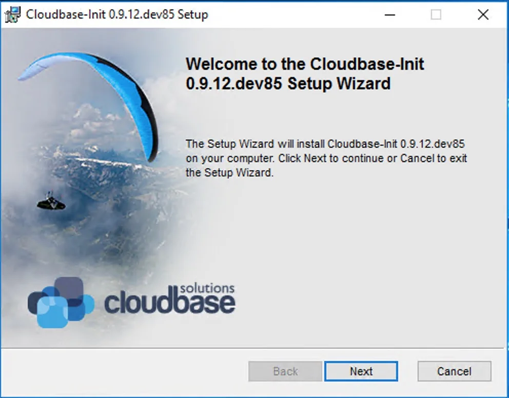 Cloudbase-Init installer welcome screen