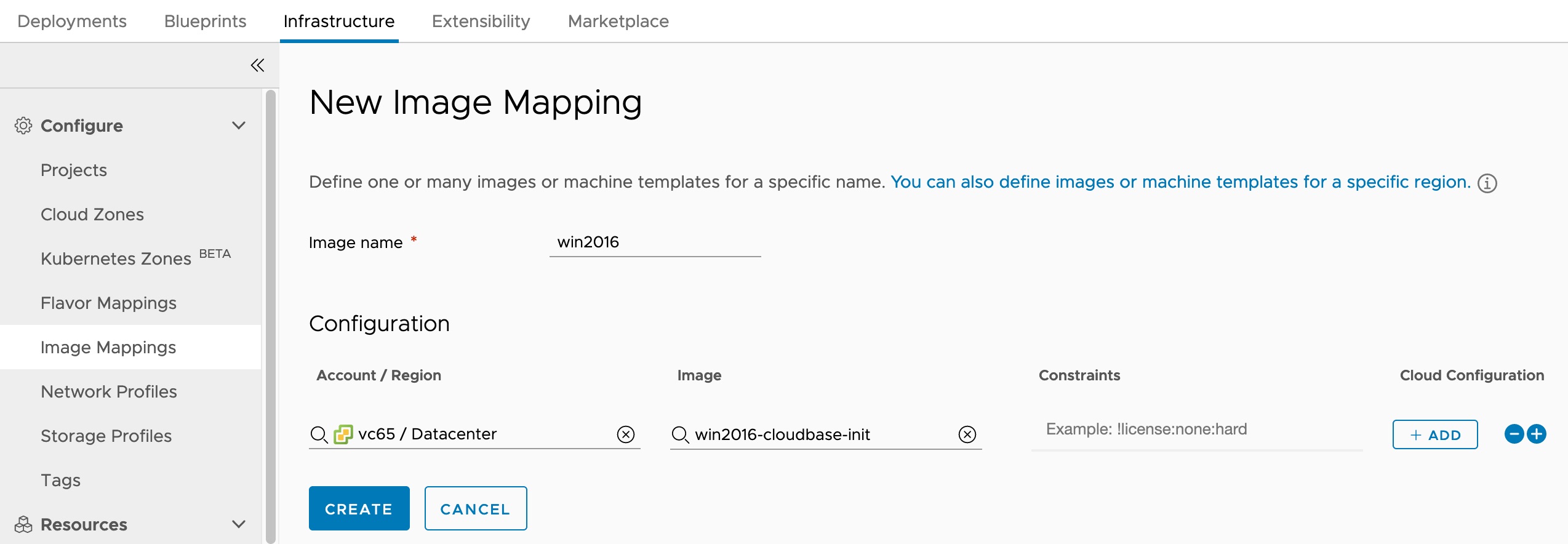 Image Mapping — map your Cloudbase-Init Windows template