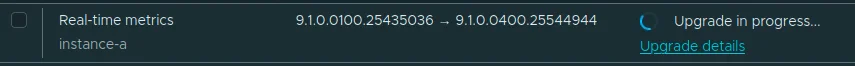 The Real-Time Metrics row showing Upgrade in progress with the Upgrade details link.