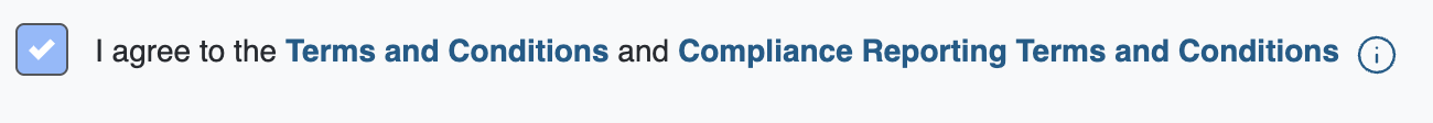 Checked box accepting the Broadcom terms and compliance-reporting terms.